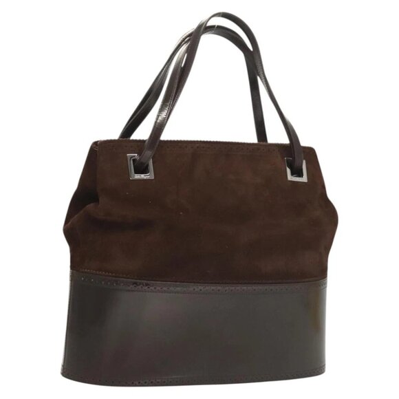 Salvatore Ferragamo Hand Bag Suede Brown Auth BA1711 - Picture 1 of 16